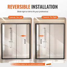 Semi-Frameless Shower Door 57.7-59 W x 70 H in Sliding Glass Matte Black with Stainless Steel Hardware