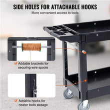 Utility Service Cart 2-Tier Heavy-Duty Plastic Rolling Cart 550 LBS Capacity 360° Swivel Wheels Ergonomic Handle