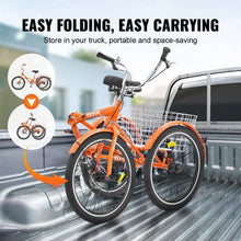20 In Folding Adult Tricycle Lightweight Aluminum Alloy 3-Wheel Cruiser with Large Rear Basket