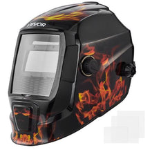 True Color Welding Helmet – Auto Darkening Solar Powered Hood with 2 Arc Sensors, Shade 4/9-13 (Yellow Flame Pattern)