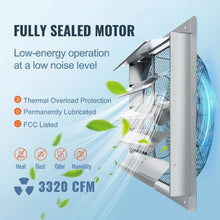 24-Inch Shutter Exhaust Fan 3320 CFM Aluminum Wall-Mount Ventilation Fan for Greenhouses Garages Sheds & Shops