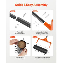 15-Inch Rolling Lawn Aerator 42-Spike Push Roller with 60-Inch Handle Fillable Drum