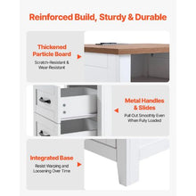 White Farmhouse Nightstands Set of 2 End Tables with Charging Station USB Ports 2 Drawers & Open Shelf