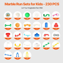 230-Piece Marble Run Set with Motorized Elevator 15 Plastic Marbles STEM Race Track Toy for Kids 3+