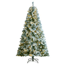 Prelit Flocked Artificial Christmas Tree Xmas with 550 White LED Lights Decoration (7.5FT)