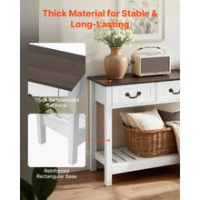 47" Farmhouse Console Table with Drawers & Shelf – Narrow Sofa Table, Brown/White