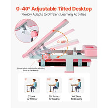 Kids Adjustable Study Desk & Chair Set with Lamp – (Pink)