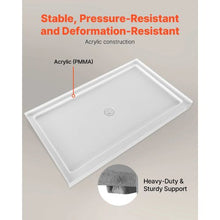 60 x 36 Inch Shower Pan Single Threshold Shower Base with Center Drain (White)