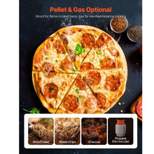 Dual Fuel Outdoor Pizza Oven 16" Wood & Propane Gas Pizza Maker with Thermometer Portable (Black)