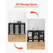27-Compartment Literature Organizer with Removable Shelves Wooden Mailbox Sorter (Black)