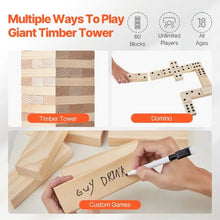 60-Block Giant Tumbling Timber Toy, Wooden Stacking Game with Carry Bag & Scoreboard, Indoor/Outdoor Fun