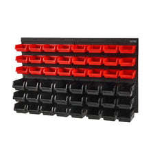 48-Bin Wall Mounted Storage Bins Garage Parts Organizer with Wall Panels (Black & Red)