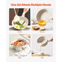 Granite Nonstick Cookware Set Induction Cookwares and Cooking Sets for Kitchen (17 Piece) White"