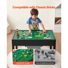 3+ aged Kids Wooden Activity Table Double-Sided Blocks Table with Storage Black for Kids with Building Blocks