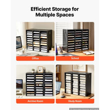 Wood Literature Organizer 27 Compartments Adjustable Shelves Countertop File Sorter (Black)