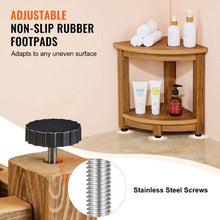 Corner Shower Bench 350 LBS Water-Resistant with Storage Shelf Faux Wood Grain