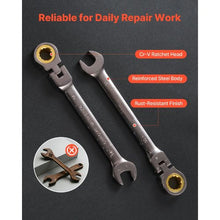 12-Piece Metric Flex-Head Ratcheting Wrench Set 8–19 mm Cr-V Steel with Pouch