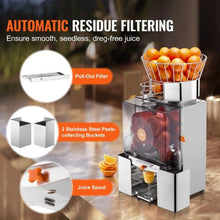 120W Commercial Orange Juicer Automatic Feeding 25 Oranges/Min Stainless Steel