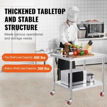 36 X 30 In Stainless Steel Work Table with 4 Wheels  for Commercial Kitchen Restaurant GZT9176JL