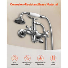 Clawfoot Tub Faucet Wall-Mount Bathtub Filler Handheld Shower Brushed Nickel 360° Spout