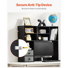 Desktop Bookshelf 3-Tier Wood Organizer with Drawers (Black)