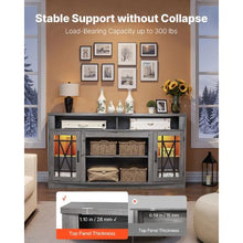 65 In TV Stand Farmhouse Entertainment Center with Light Strip Wooden Cabinet with Glass Doors and Adjustable Shelves for Home