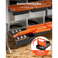 10-Compartment Chicken Nesting Box Roll-Away Egg Laying Box with Legs Galvanized Steel & Plastic for Hens Orange