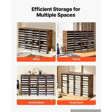 Wood Literature Organizer 36 Compartments Adjustable Shelves Countertop File Sorter (Brown)