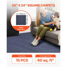 24 x 24 Peel and Stick Carpet Tiles  – Self-Adhesive Soft Padded Squares for 60 sq. ft. DIY Installation in Living Room & Office (Gray 15 pcs )