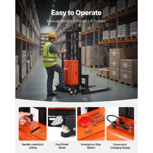 3300 lbs Load Capacity Semi Electric Pallet Stacker Adjustable Fork Width