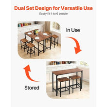 3-Piece Bar Table Set, 47 Rectangular Pub Table with 2 Stools, Rustic Office/Breakfast (Brown & Black)