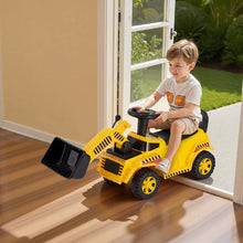 Ride-On Toddler Excavator Car 19-36 Months with Music Storage 55 lbs Capacity Foot-to-Floor Walker Yellow