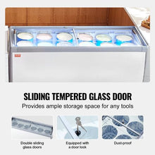 20 cu.ft Commercial Ice Cream Display Case with 12 Large Tubs 2 Sliding Glass Doors RI-560DC
