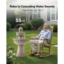 2-Tier Rock Water Fountain 36.5" Floor Standing with Pump Indoor/Outdoor Garden Decor