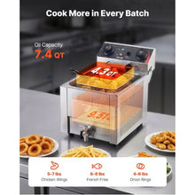 Commercial Electric Deep Fryer 1750W 9.51Qt Stainless Steel Fryer with Basket Lid & Temp Control (Silver)