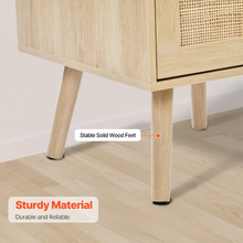 Rattan Nightstand with 2 Drawers & Charging Station