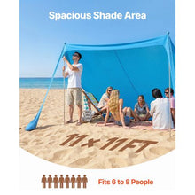 11 x 11 Ft  Beach Tent Sun Shelter UPF50+ Sun Protection 6.6 ft Tall for Family Outings Camping (Blue)