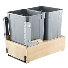 Wood Pullout Trash Can 35 QT x2 with Soft Close Sliding System & Door Kit