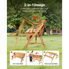 2-in-1 Foldable Picnic Table & Bench Set Transforming Wooden Outdoor Table with Umbrella Hole Portable (Brown)