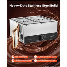 Chocolate Melting Machine 2-Tank 17.6 Lbs 1200W Chocolate Melter Water Bath Heating 86–185°F