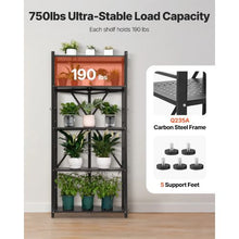5-Tier Foldable Storage Shelf with Wheels & Hooks (Black)