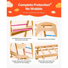9-in-1 Montessori Indoor Jungle Gym, Wooden Climbing Playset with Monkey Bar Slide Swings & More