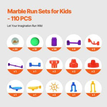 110-Piece Marble Run Set, Glow-in-the-Dark & Glass Marbles, STEM Race Track Toy for Kids