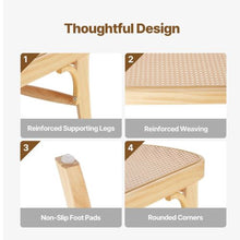 43.3 In Rattan Bench with Oak Wood Legs Handwoven Rattan for Entryway Bedroom Living Room Kitchen