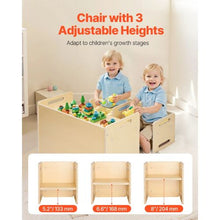 Montessori Toddler Table and Chair Set with 2 Chairs Adjustable Height Natural