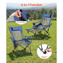 Reclining Camping Chair – 4 Position Folding Mesh Lounger with Headrest & Footrest (Blue)