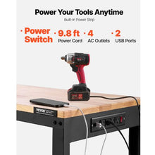61 x 20-Inch Adjustable Workbench 2000 LBS Capacity 27.1-36-Inch Height Power Outlets