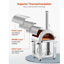 Dual Fuel Outdoor Pizza Oven 26" Pellet & Gas Pizza Maker with Cordierite Stone & Casters