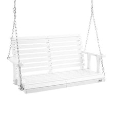 4 FT Wooden Porch Swing Outdoor Patio & Garden Bench with Chains Heavy Duty 880 lbs Capacity (White)