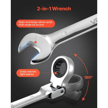 24-Piece Flex-Head Ratcheting Wrench Set SAE & Metric 72-Tooth Cr-V Steel with Case